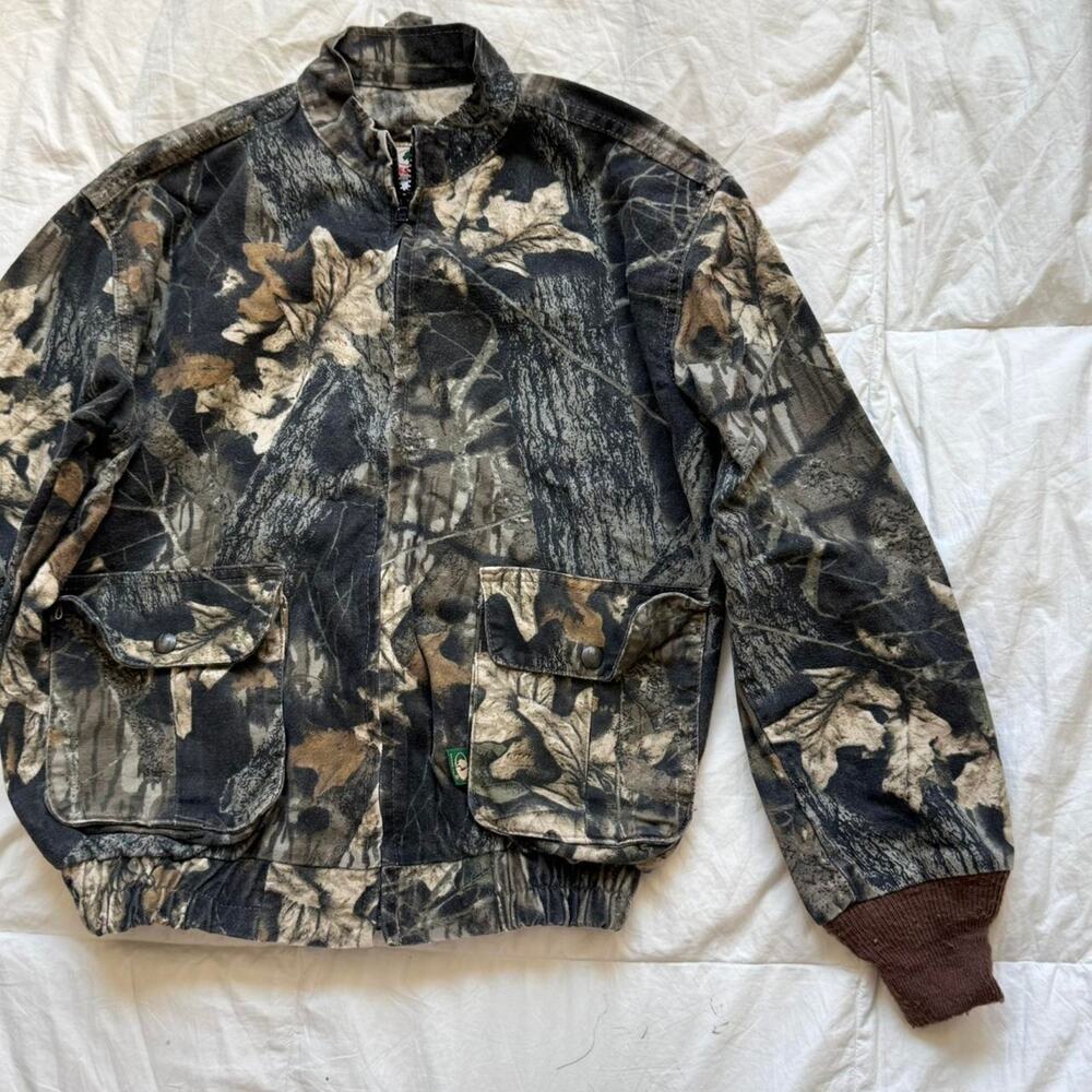 Mossy oak Camo bomber jacket youth large cargo‎ pockets cotton gorpcore hunting